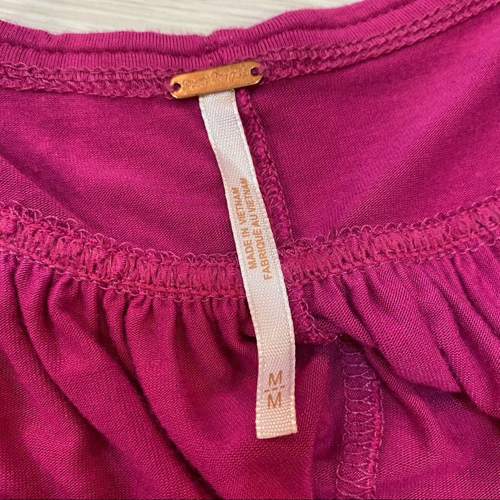 Free People Hot Pink Magenta Long Sleeve Top M - Picture 6 of 8